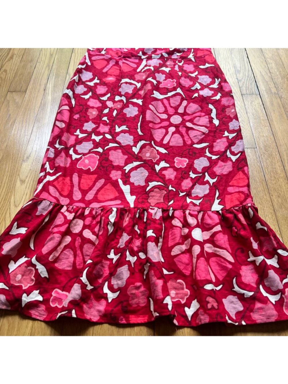 Rhode X Target Size 14 NEW Red Zinnia Floral Print Short Bell Sleeve Midi Dress - Picture 5 of 16